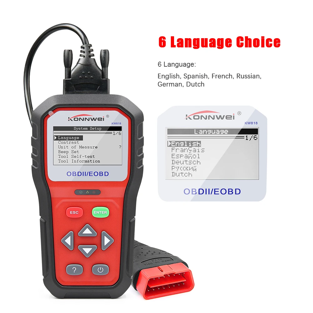 KONNWEI KW818 считыватель кодов OBD2 сканер бесплатное обновление OBD 2 OBD2 автомобильный диагностический инструмент ODB2 лучше, чем ELM 327 V1.5