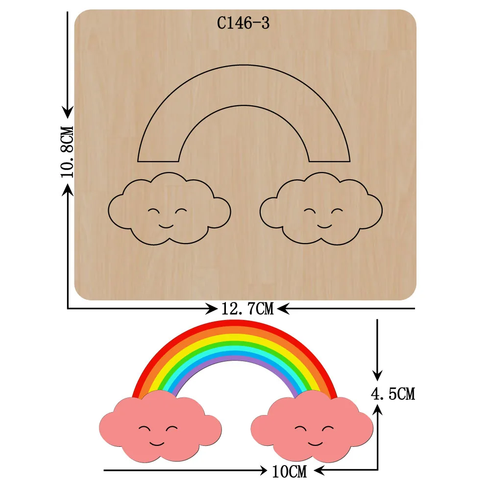 New Rainbow Wooden die Scrapbooking C 146 3 Cutting Dies Compatible
