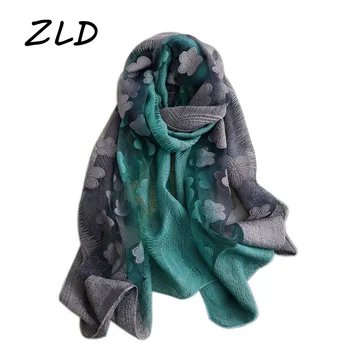 

ZLD fashion women cut flowers hollow lace gradient silk scarf lover gifts spring shawls and wraps towel femme beach sjaals