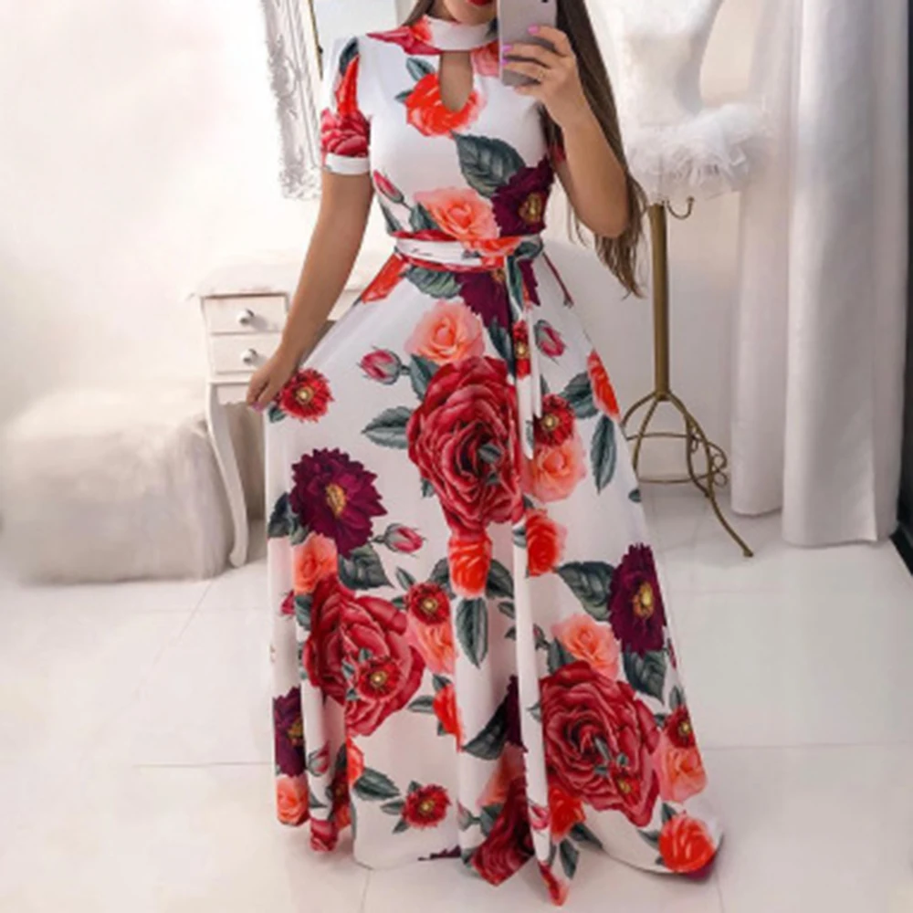 LASPERAL/повседневное женское летнее платье с принтом, халат Femme Vestido, Женский пуловер, большие размеры, уличная одежда, длинное Бандажное Платье Макси