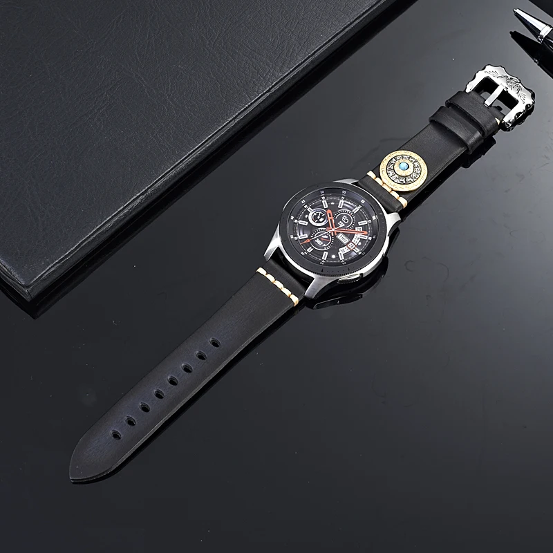 Ремешок из натуральной кожи для galaxy watch 42 мм 46 мм декомпрессия китайский ремешок для часов зодиака для huawei GT 2P 22 мм Amazfit Bip 20 мм