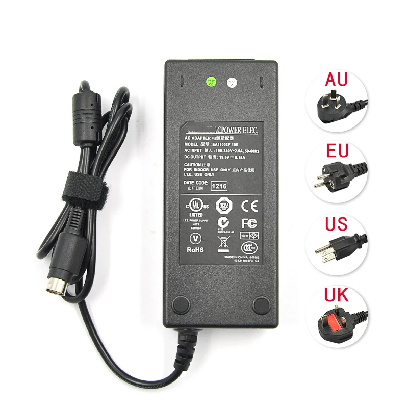Для EDAC 19,5 V 6.15A Мощность электронный EA11003F-195 3-контактный адаптер переменного тока Зарядное устройство ACP71USZ-б/у