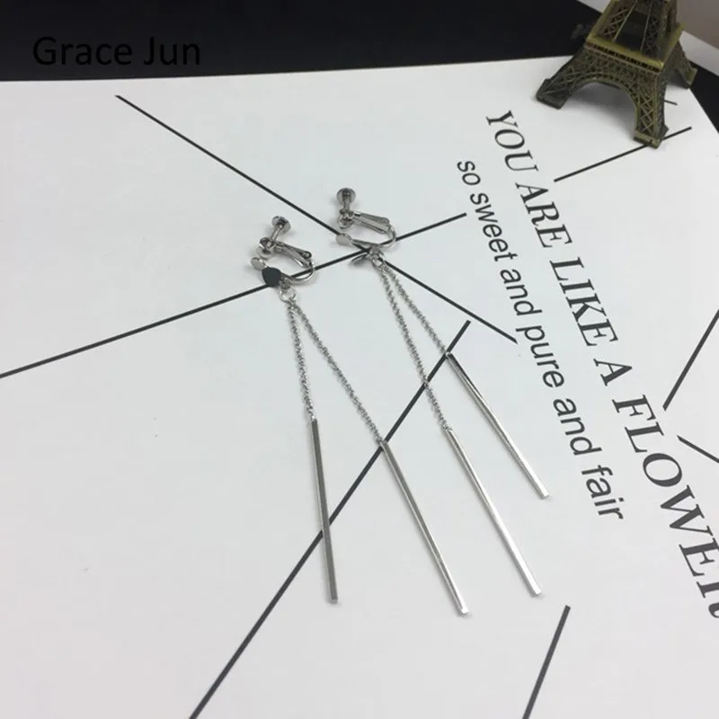 Бренд Grace Jun высокое качество модные двойные длинные серьги с кисточкой-сердцем