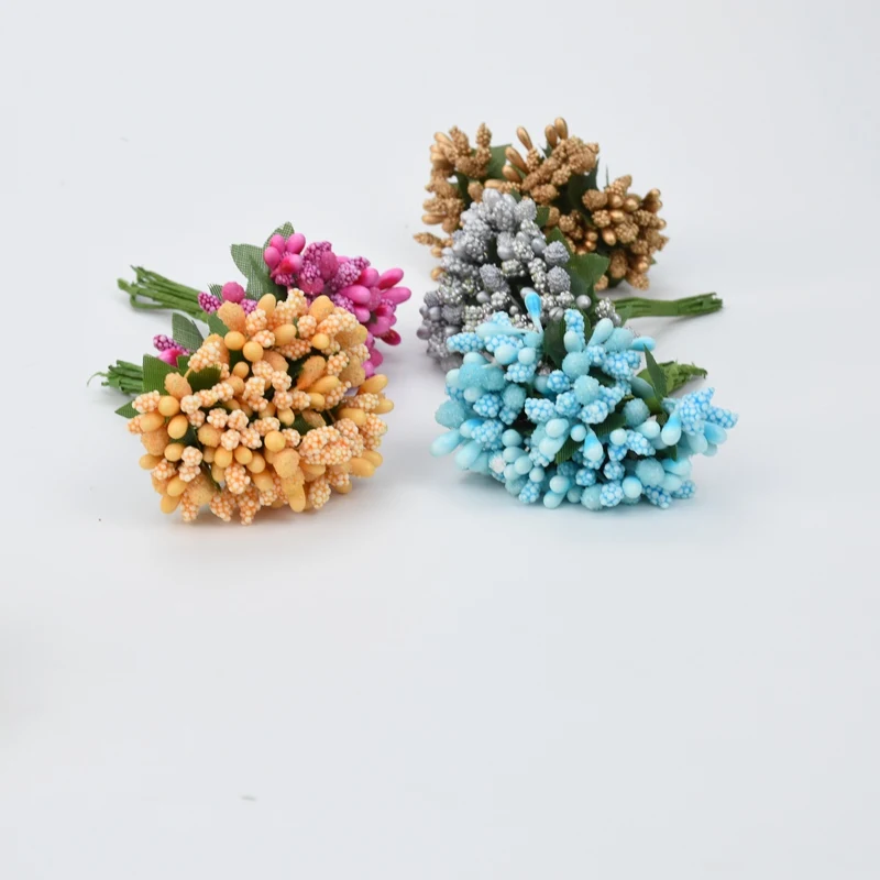 12 Pieces Stamen Diy Gifts Candy Box Home Decor Wedding Decorative Flowers Wreaths Christmas Crafts Artificial Flowers artificial flowers