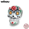 WOSTU-abalorios de calavera de Halloween, cuentas de esmalte plateado de Ley 925, aptos para Pulsera Original, collar, colgante, nueva joya 2022; ry CTC326 ► Foto 1/6