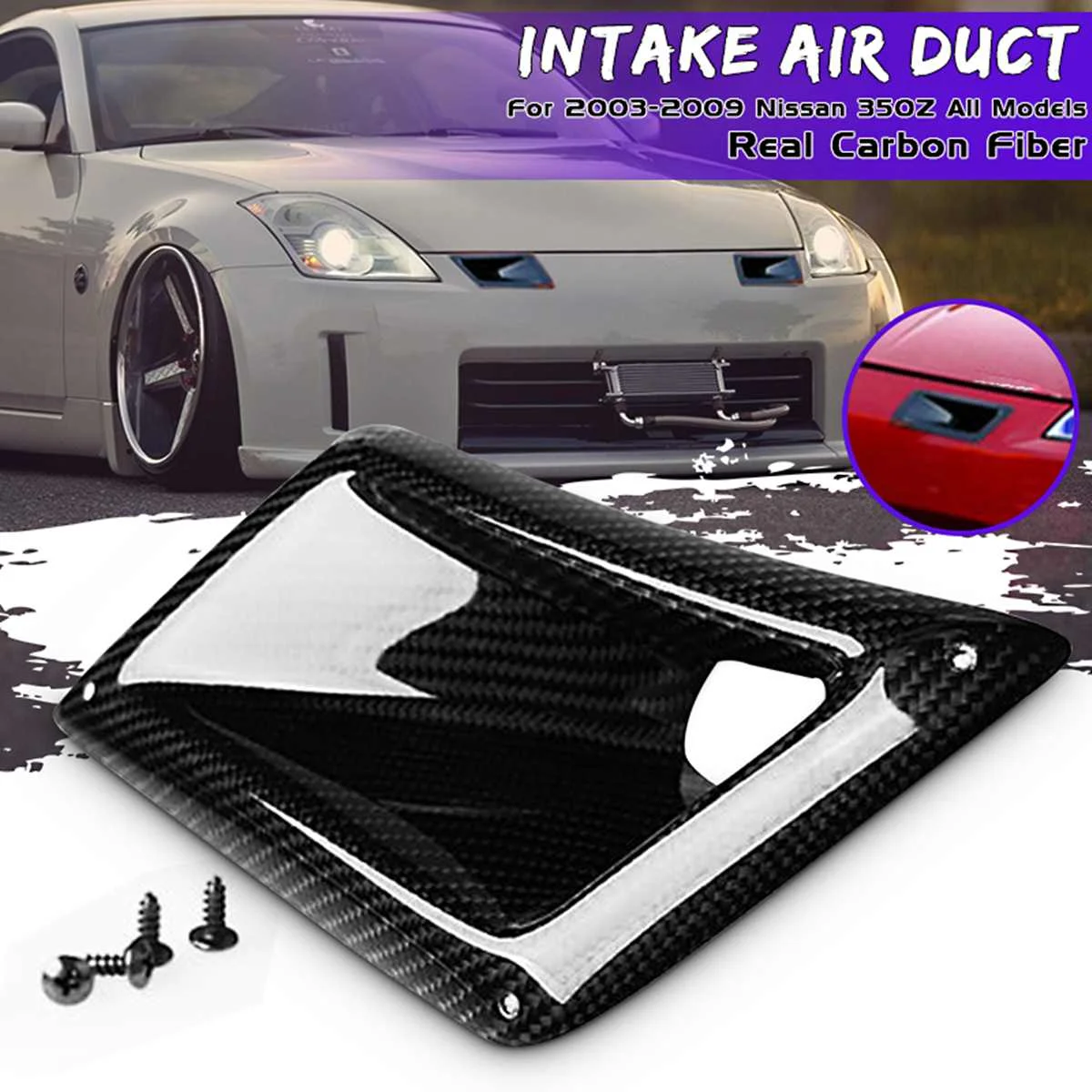 

1x Left Side Rear Carbon Fiber Board Car Front Bumper Air Vent Intake Outlet Duct Cover Trim For Nissan 350Z Z33 2003-2009