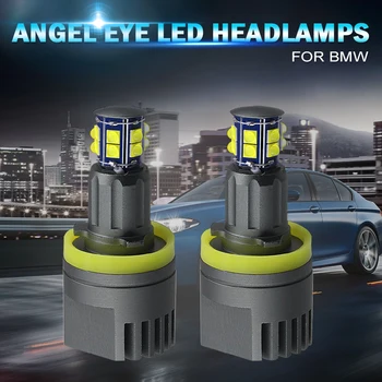 

Racbox 2pcs 120W Angel Eyes Error Free 12LED Bulbs For BMW E39 E53 E60 E63 Super Bright Car Front Light Lamp Headlight 12V