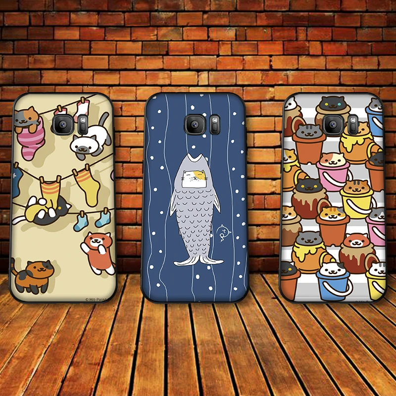 Роскошный черный чехол для Samsung Galaxy S6 S7 Edge S8 S9 S10 PLUS NOTE 8 9 M10 20 30 с рисунком милого