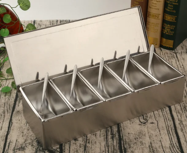 

High-grade 304 Stainless Steel Seasoning Box Hotel Seasoning Box With Lid Storage Box Household Seasoning Tank Seasoning BoxQ222