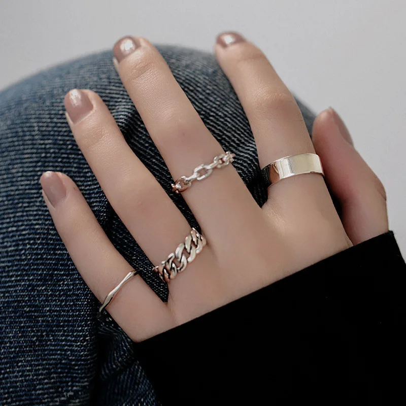 [韓国人気ジュエリー] [925 Silver] Knot Chain Ring 925 Silver]キュービック クロス チェーン リング 韓国