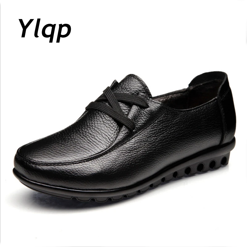 2019 Зима Новое поступление женские туфли на плоской подошве из натуральной кожи