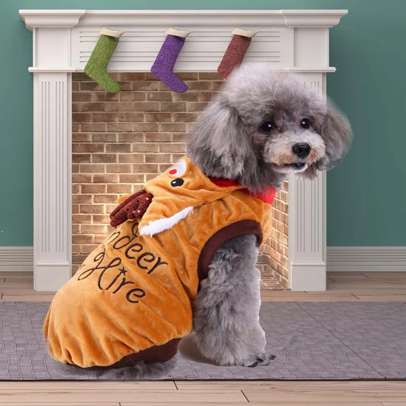 

Cute Christmas Dog Coat Vest Pet Clothes Christmas Elk Coat Jacket Lovely Clothes for Dogs Pets Puppies Winter Warm Clothes