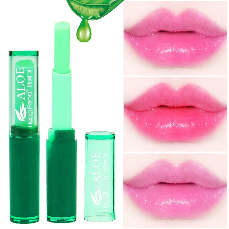 

Aloe Vera Lip Balm Moisturizer Nutritious Colored Lip Balm Protect Magic Temperature Color Changing Lipstick Lipbalm T0793