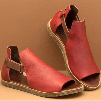 

Retro Lady Roman Fish Mouth Notched Sandals 2020 Fashion Spring And Summer New Sandaletten Women Sandals Flat
