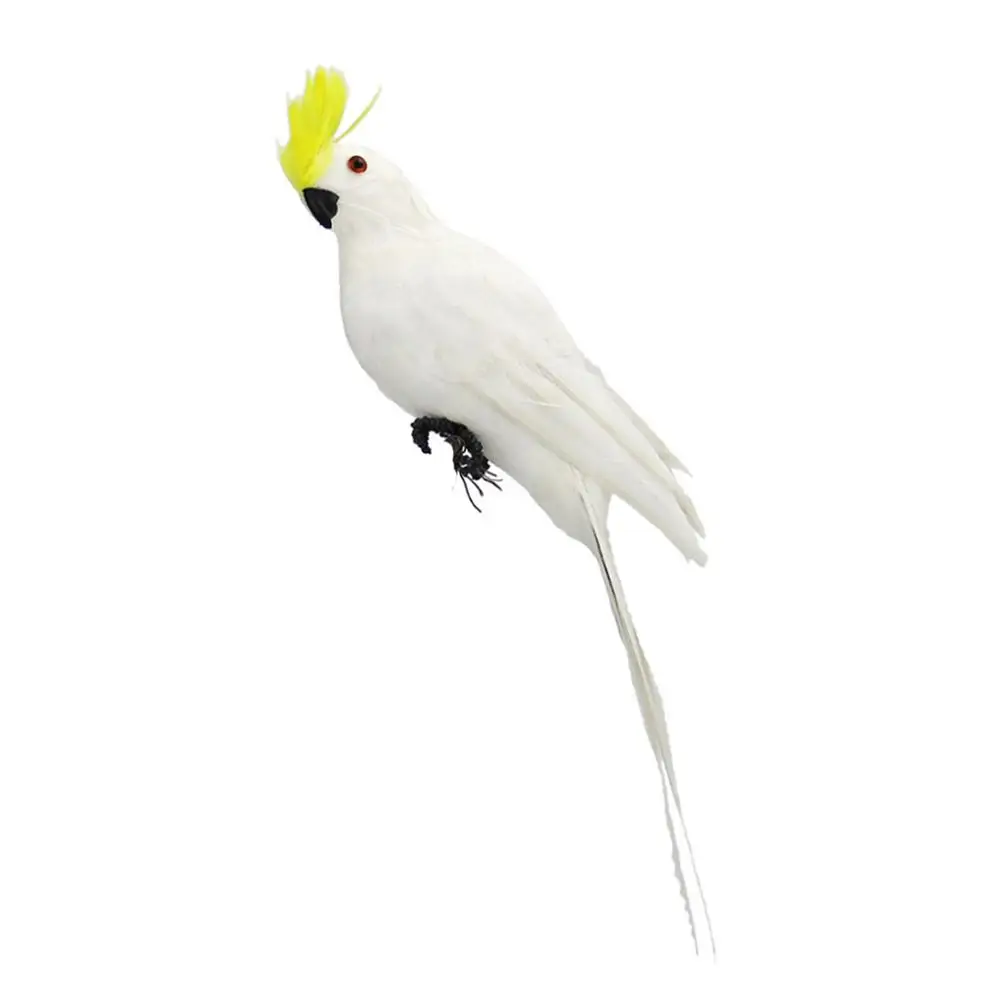 White and Yellow Искусственные фигурки попугая, реалистичные Пернатые птицы, садовые украшения, статуя двора, скульптура для дома, сада, вечерние украшения - Цвет: White and Yellow