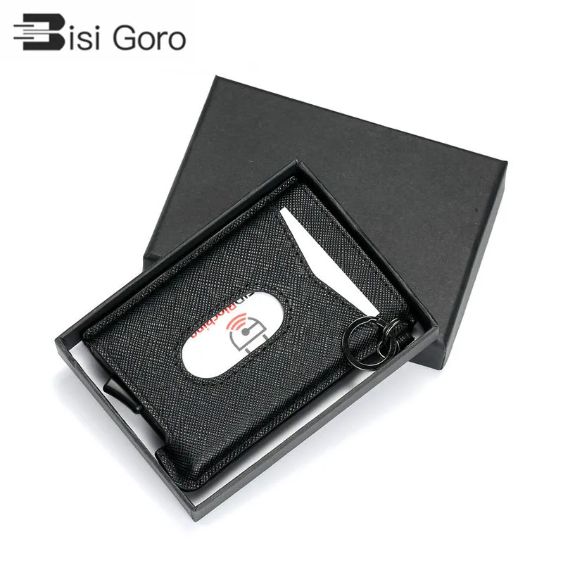 BISI GORO RFID Блокировка кредитный держатель для карт Anit-theft кошелек карта для мужчин и женщин автоматический всплывающий Чехол для карт кожаный держатель для ID