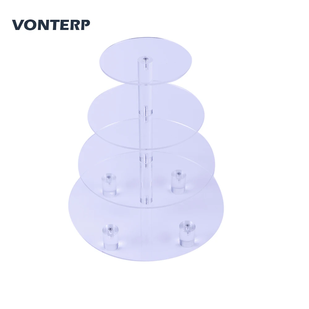 HMROVOOM 1 шт. Прозрачная Круглая 4 акриловая стойка для торта подставка для дисплея/прозрачная акриловая подставка для торта с основанием