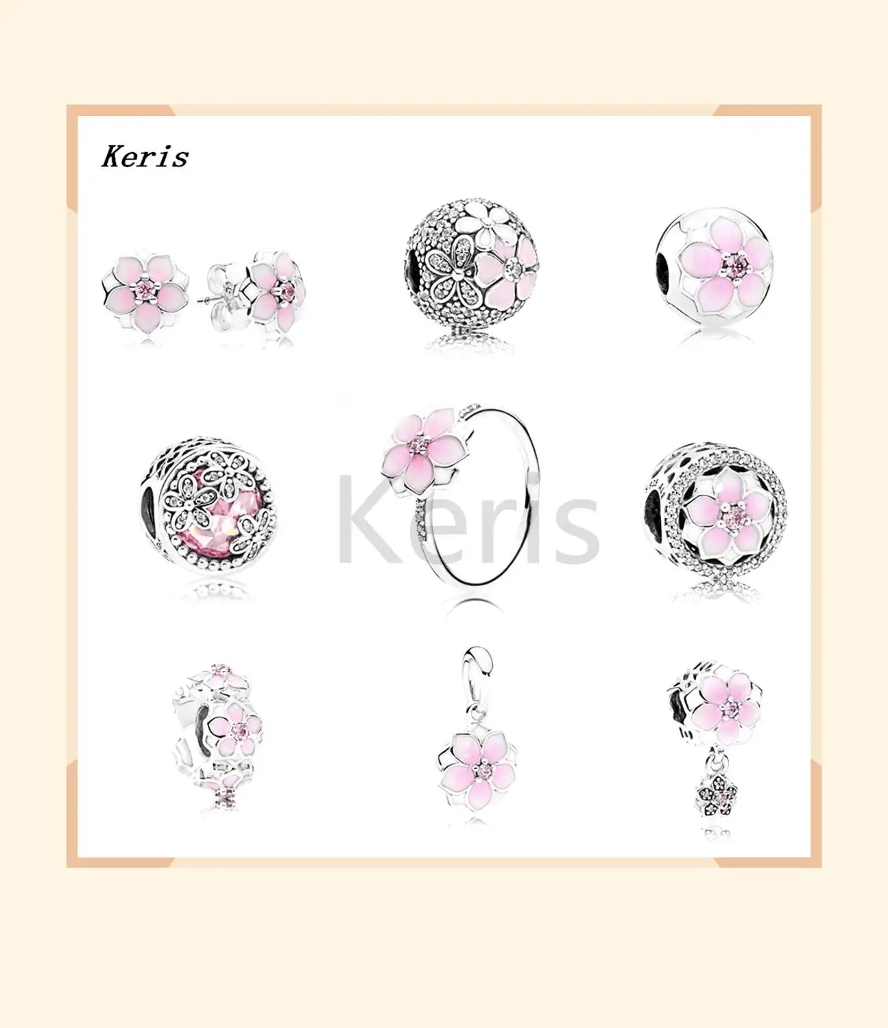 

2019 New 100% Real 925 Sterling Silver Magnolia Flower Pendant with Magnolia Pendant Ring Magnolia Earrings DIY Jewelry