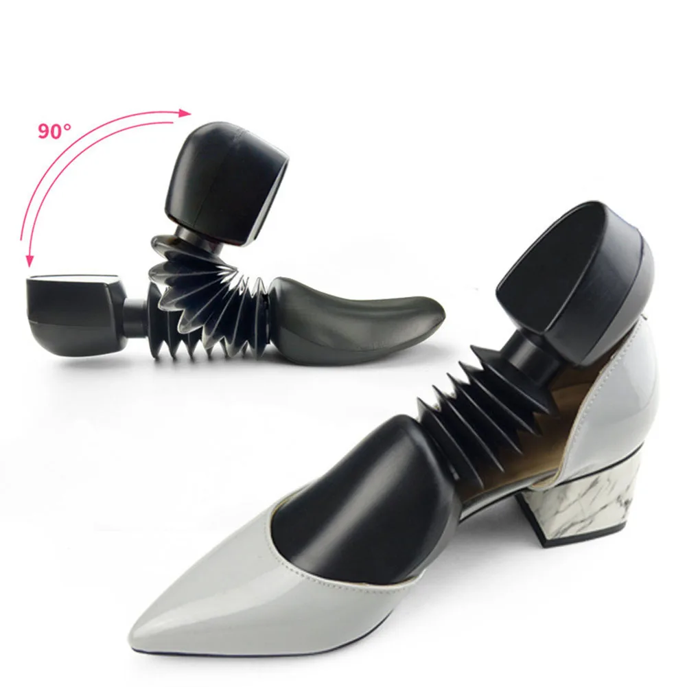 1Pair Men / Women Plastic Spring Shoe Tree Stretcher Boot Holder Shaper Automatic Support Black Color