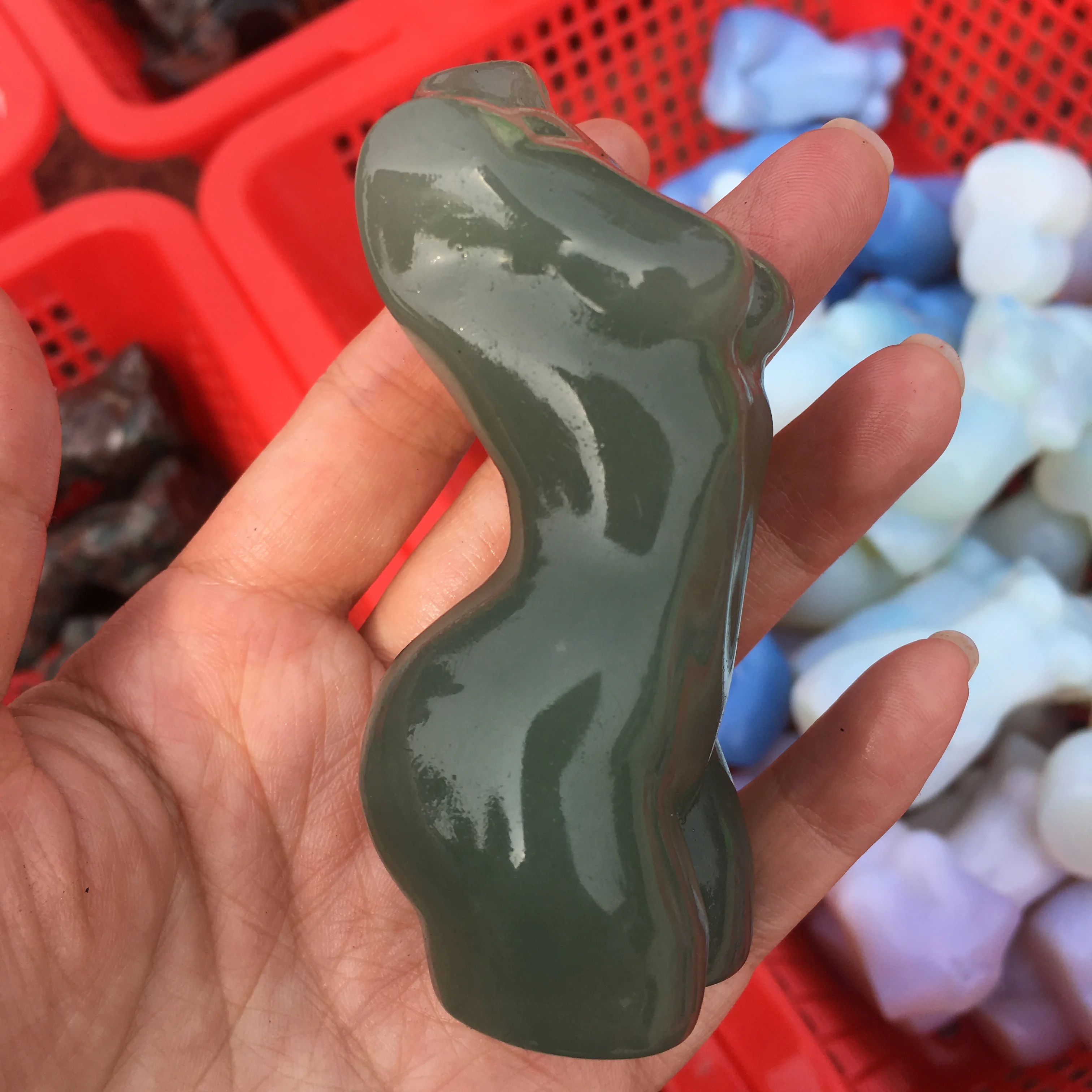 Natural  Aventurine Quartz Model Carved Woman Nude  Aventurine Crystal Handicraft Gemstone Ornament Energy Decoration Gift 2