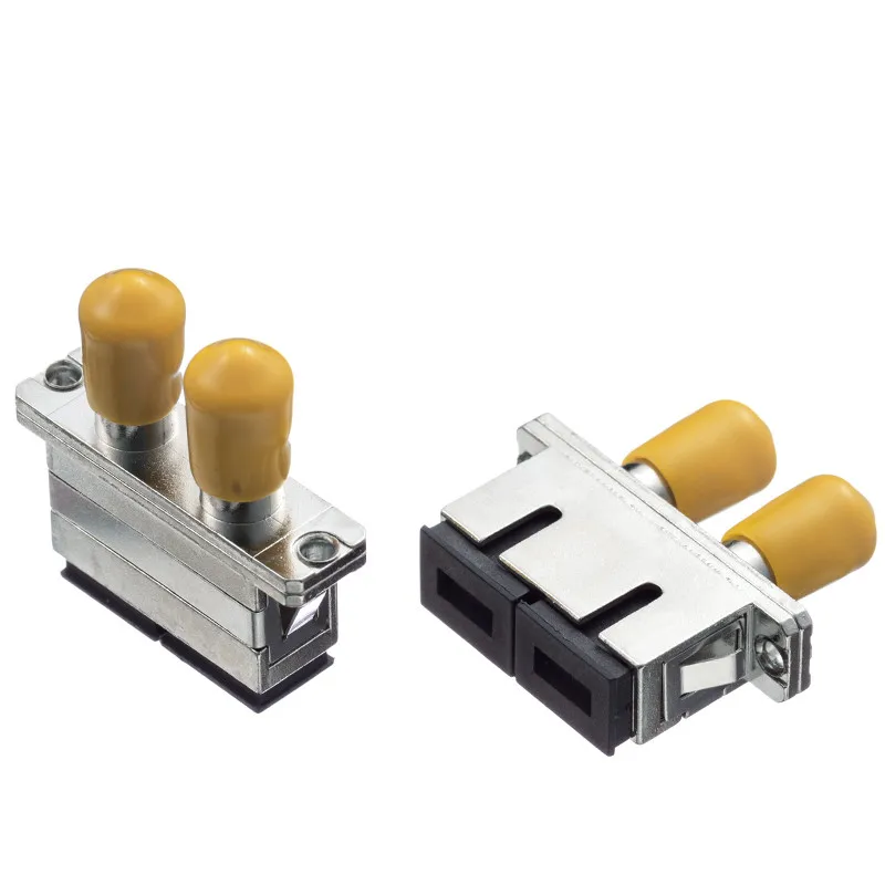 

10pcs/lot ST-SC Dual Core Adapter Flange (Duplex Metal Adapter) Coupler Optical Fiber Connector,ST-SC Duplex Fiber Adapter