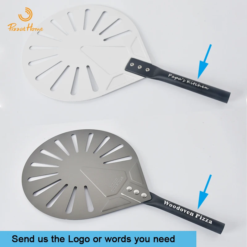 PizzAtHome Detachable Laser Long Handle 9 Inch Perforated Pizza Turning Peel Pizza Shovel Aluminum Peel Tool