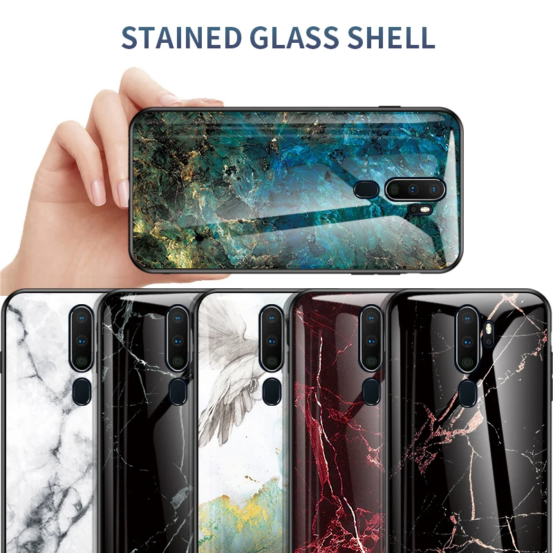 Для oppo A5 чехол градиентный мрамор твердый закаленное стекло резиновый чехол для oppo A9 oppo A11X чехол s coque funda