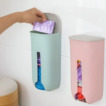 

Newly Plastic Bag Dispenser Wall Mounted Grocery Garbage Trash Bag Organizer for Home Kitchen MK