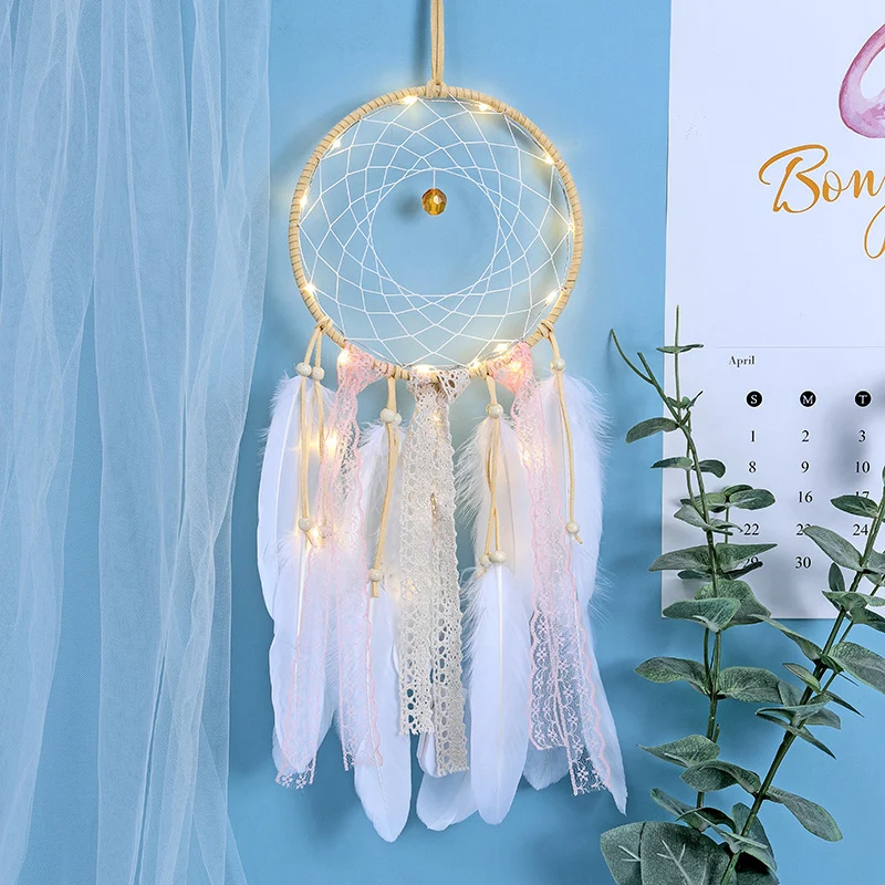 Sale Home-Decoration Baby Girl Crafts Feather-Pendant Catcher Dream Handmade Heart 1zWOlKNGK