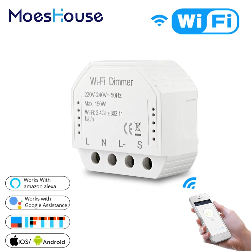 DIY Smart WiFi Light LED Dimmer Switch Smart Life/Tuya APP Remote Control 1/2 Way Switch,Works with Alexa Echo Google Home