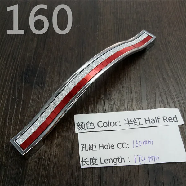 Half Red CC 160mm Кристальная ручка с отверстием CC 96 мм/128 мм серебристо-цветная кристальная Мебельная ручка для шкафа Ручка для выдвижных ящиков дверная ручка кухонная ручка - Цвет: Half Red CC 160mm