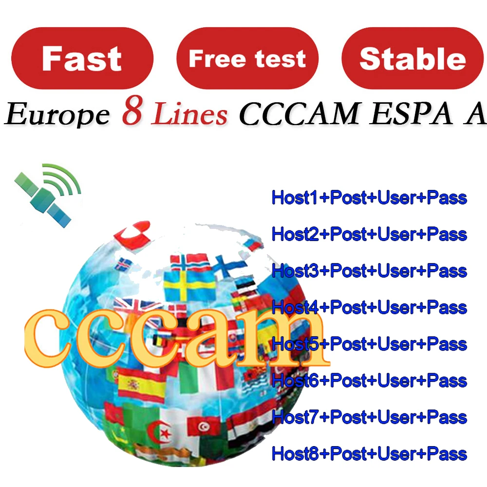 Самый стабильный Cccam 8 cline 2 года для Испании Европа CCCAM DVB-S2 Португалия сервера Европа 8 cline бесплатно Sat V8 V7 бесплатно