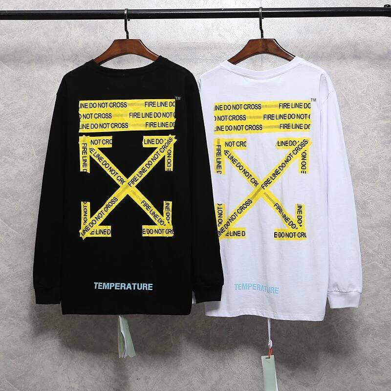 Off White fashion tide brand gradient warning line cotton short-sleeved T-shirt