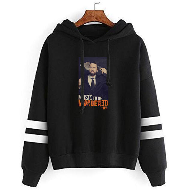 MUSIC TO BE MURDERED BY EMINEM THEMED STRIPED HOODIE