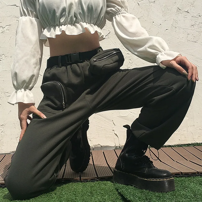 Casual Pockets Patchwork Streetwear Sweatpants Women Thick Solid Slim Workout Fashion Autumn Winter Long Trousers Joggers