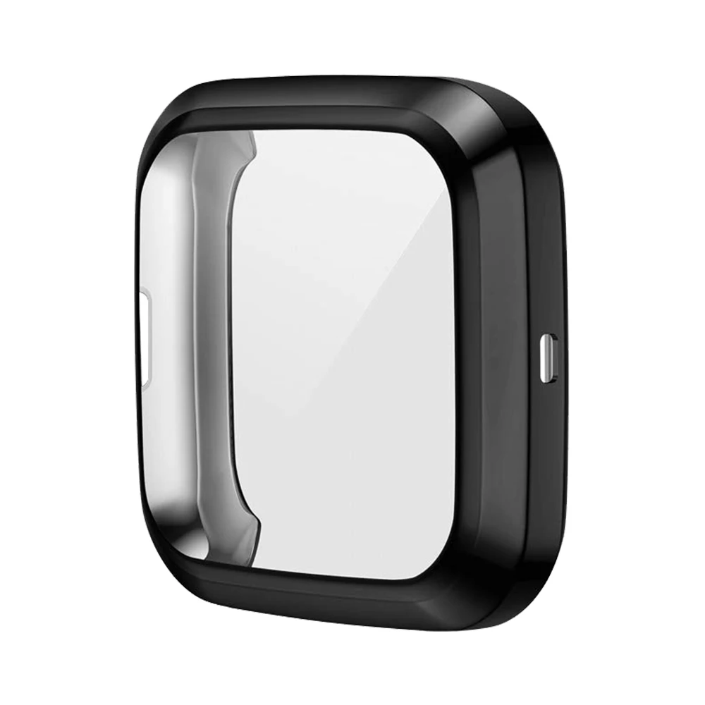 Совместим с Fitbit Versa2 полное покрытие чехол с здания Экран протектор - Цвет: Black