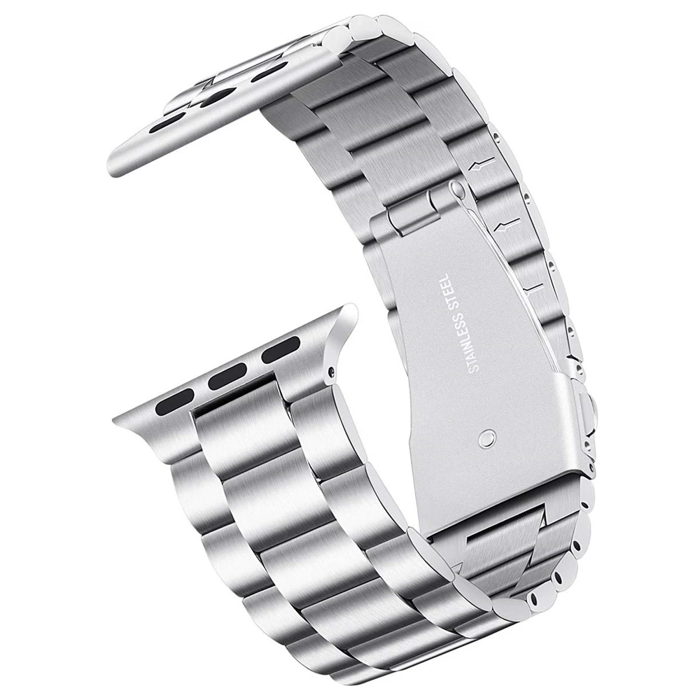 silver Для apple watch series 5 полос 40 мм 44 мм, ремешок из нержавеющей стали на запястье, совместимый с наручных часов iwatch apple watch серии 1/2/3/4 ремень - Цвет ремешка: silver