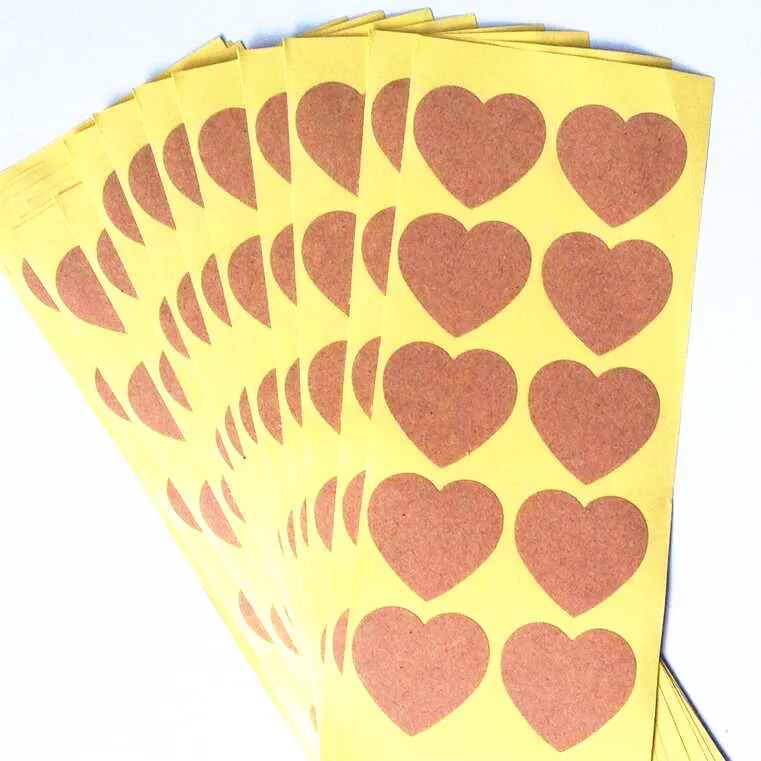 

100pcs/pack Heart-shaped Seal Labels Blank Cowhide Color Offer Stationery Sticker Labels Sticker