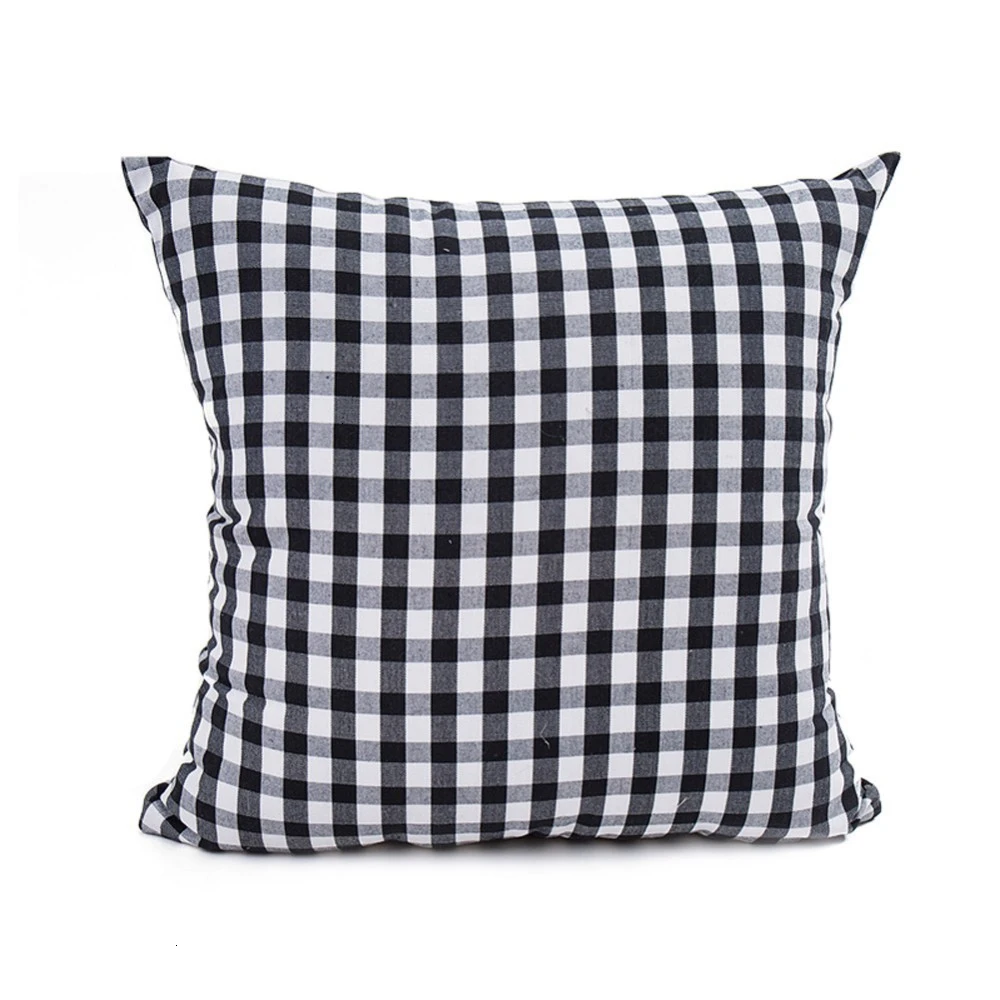 Black A 45x45cm Buffalo клетчатая Рождественская скатерть скатерти хлопчатобумажные чехлы для подушек крышка бутылки вина для домашнего ужина вечерние украшения стола - Цвет: Black A 45x45cm