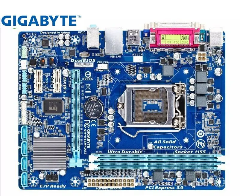 Оригинальная Материнская плата Gigabyte GA-H61M-DS2 LGA 1155 DDR3 H61M-DS2 16 Гб Поддержка I3 I5 I7 H61 б/у
