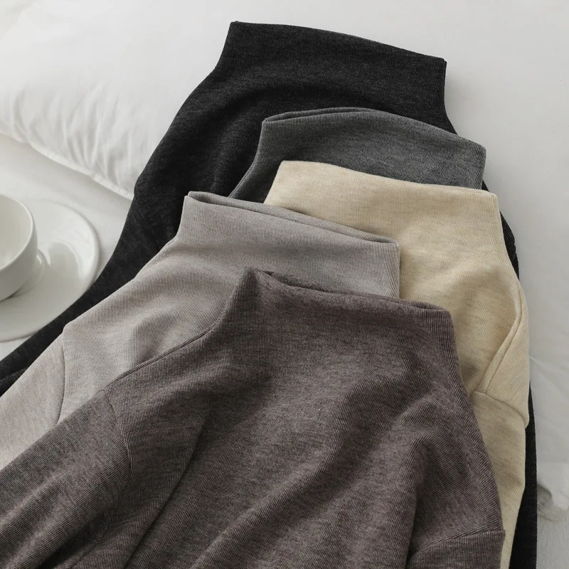 Утепленные топы с ложным воротником на осень и зиму Женский хлопковый УТЕПЛЕННЫЙ