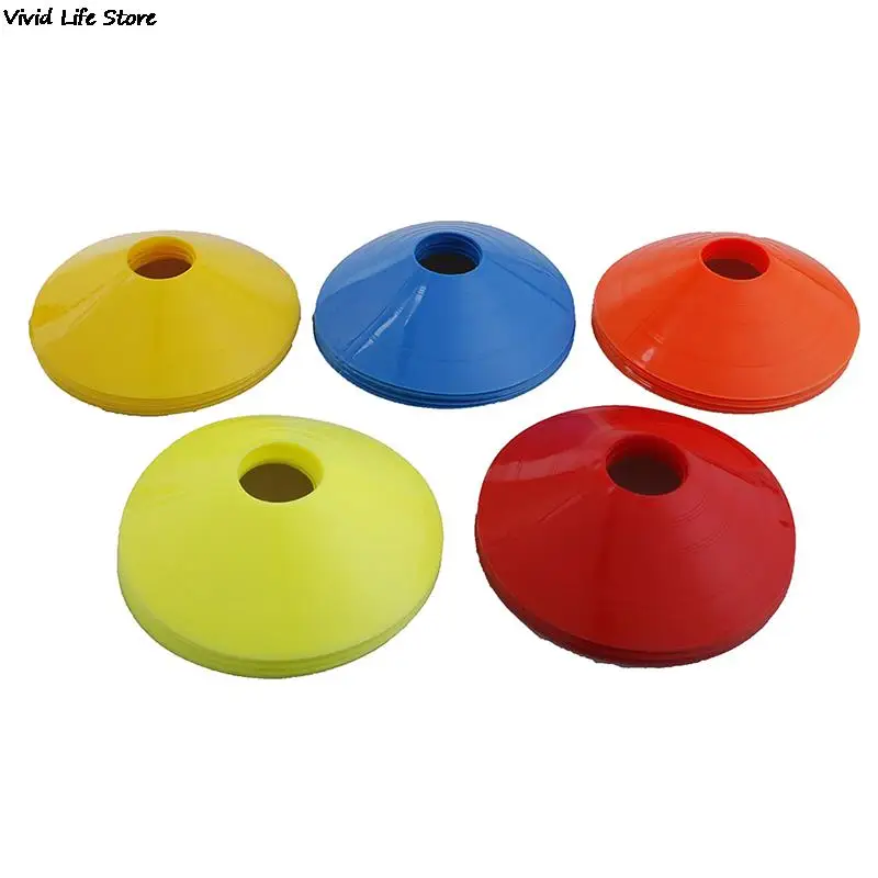 10pcs/set Soccer Training Sign Dish Pressure Resistant Cones Marker Discs Marker Bucket PVC Sports Accessories