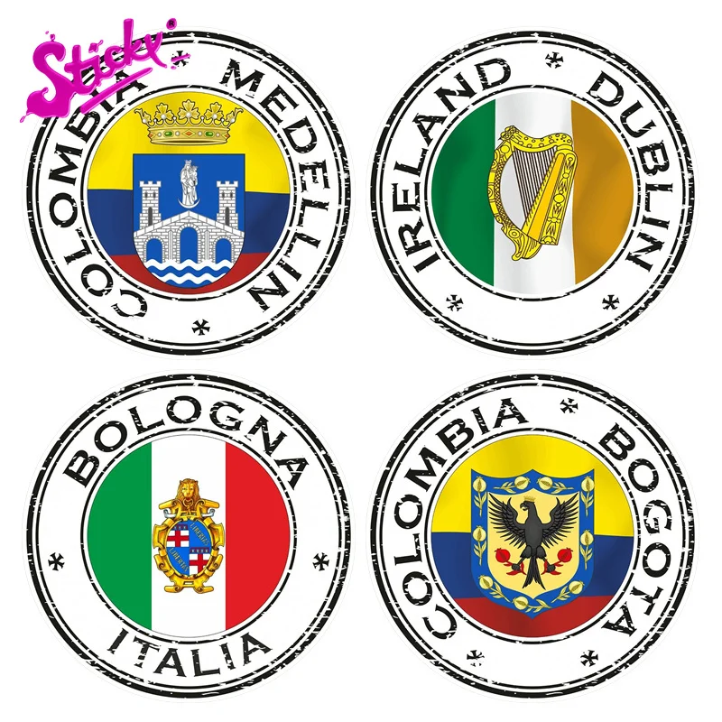 STICKY Colombia Medellin Stamp Seal Sticker Decal For Car Laptop Tablet Fridge Door Decals Guitar Window Stickers | Автомобили и
