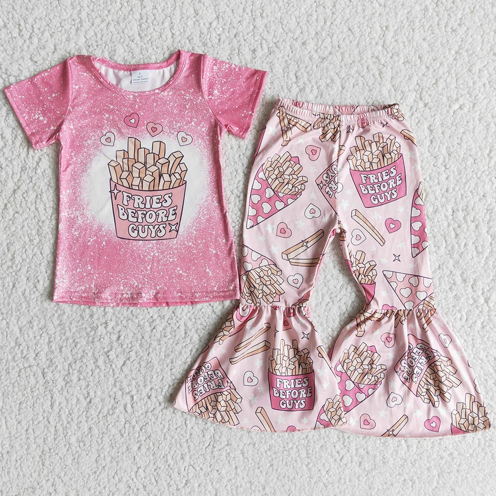 New Fashion Kids Designer Clothes Girls Bell Bottom Pants Set Spring Cute Baby Girls Clothes Abbigliamento Per Bambini Di Alta Qualità