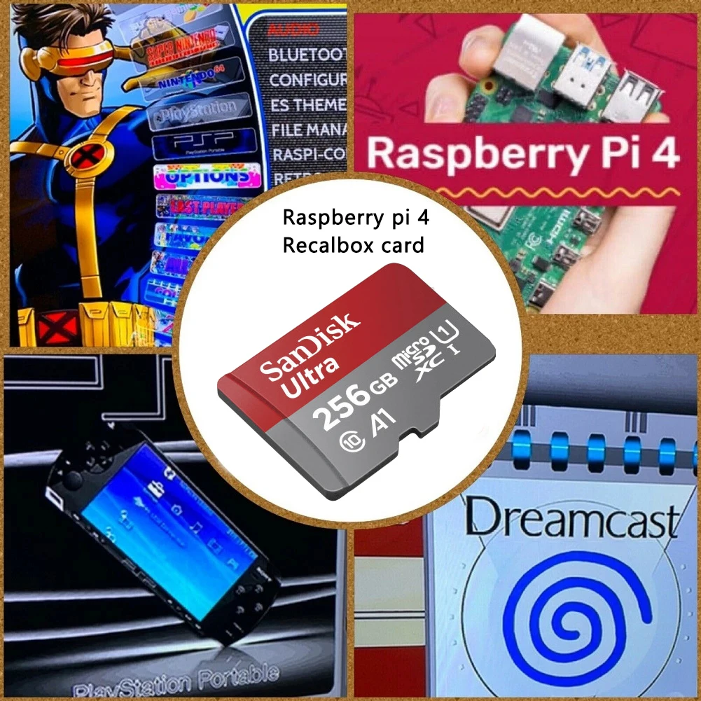 Memory Card Pre-install System and Games for Raspberry Pi 4 B Retro Game Console Plug & Play