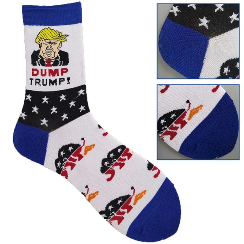 Креативные полосатые носки с национальным флагом и звездами в стиле Дональда Трампа; забавные Женские повседневные мужские короткие хлопковые носки