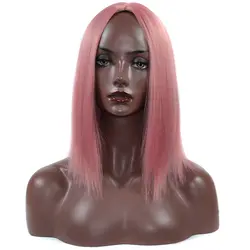 Прямой фиолетовый/серый/розовый парик для женщин Косплей средней длины женский Peruca высокотемпературное волокно средняя часть парики