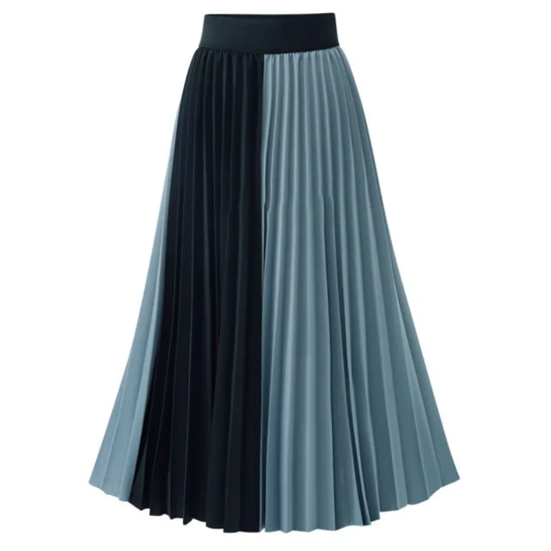 Лето Новое поступление европейский стиль миди плиссированная юбка для женщин синие юбки абрикосового цвета женская s эластичная талия Saia