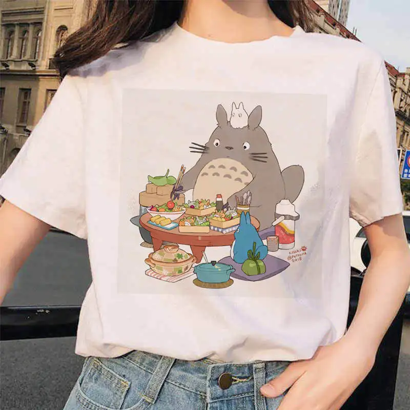 New totoro Spirited Away Studio Ghibli femme t shirt Japanese women ulzzang tshirt Anime Miyazaki Hayao female t-shirt harajuku