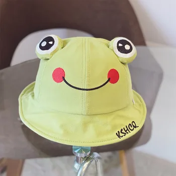 

48-52cm Spring And Summer Children's Sun Hat Cartoon Super Cute Green Frog Big Eyes Hat Hot